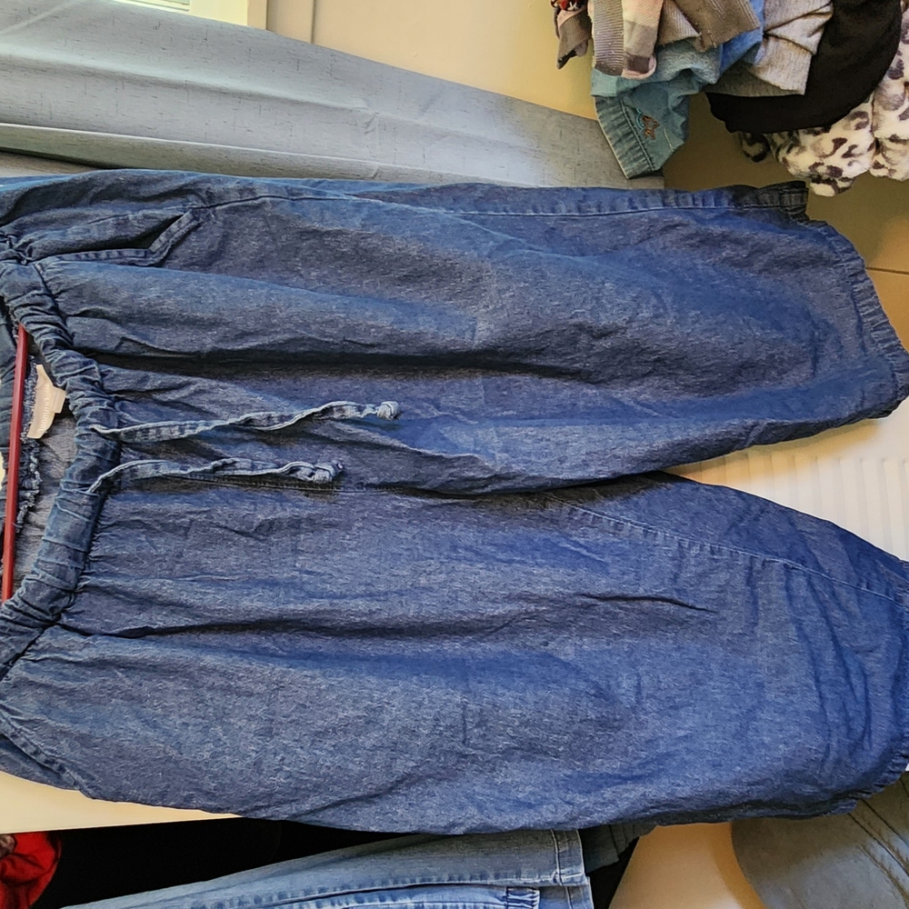 Woman Within Blue Jean Shorts Relaxed Fit Elastic Waist